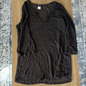 Black V-Neck Women's Top